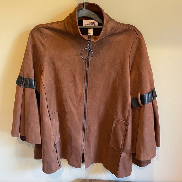 Joseph Ribkoff Jacket Faux Suede Vegan Leather - Picture 3 of 6